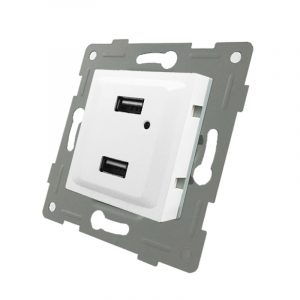 Розетка ZION USB 2-ая 2100 мА (для подзарядки) белая Розетки и выключатели в Алматы