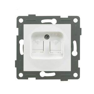 Розетка ZION 1-ая компьютерная 2-ая KAT.5E, RJ-45 (интернет) белая (стекло) (2) Розетки и выключатели в Алматы